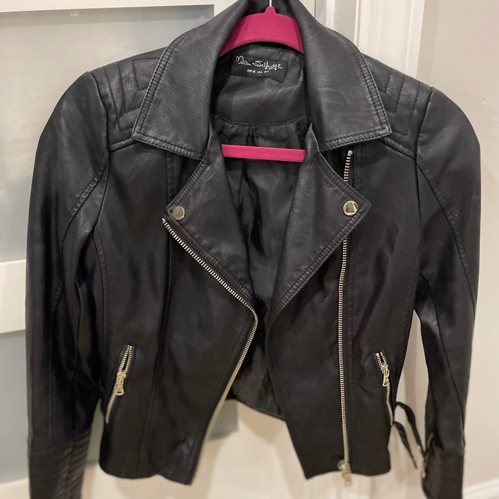 Miss Selfridge Faux Leather Jacket size 4